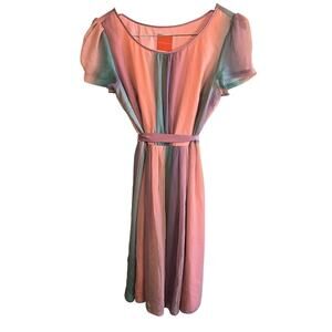 Size L ModCloth Pastel Chiffon Tie-Waist Midi Dress